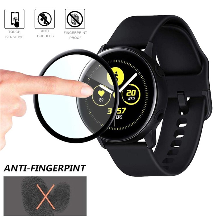 2pcs / Set 3d Anti-dactilar Huella De Huellas De Huellas Protectoras De Cristal Templado Para Samsung Galaxy Watch Active