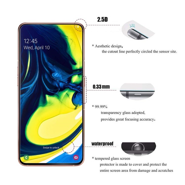 Ultra Clear 3D Tempered Glass Full Screen Protector Film for Samsung Galaxy A90 / A80-2