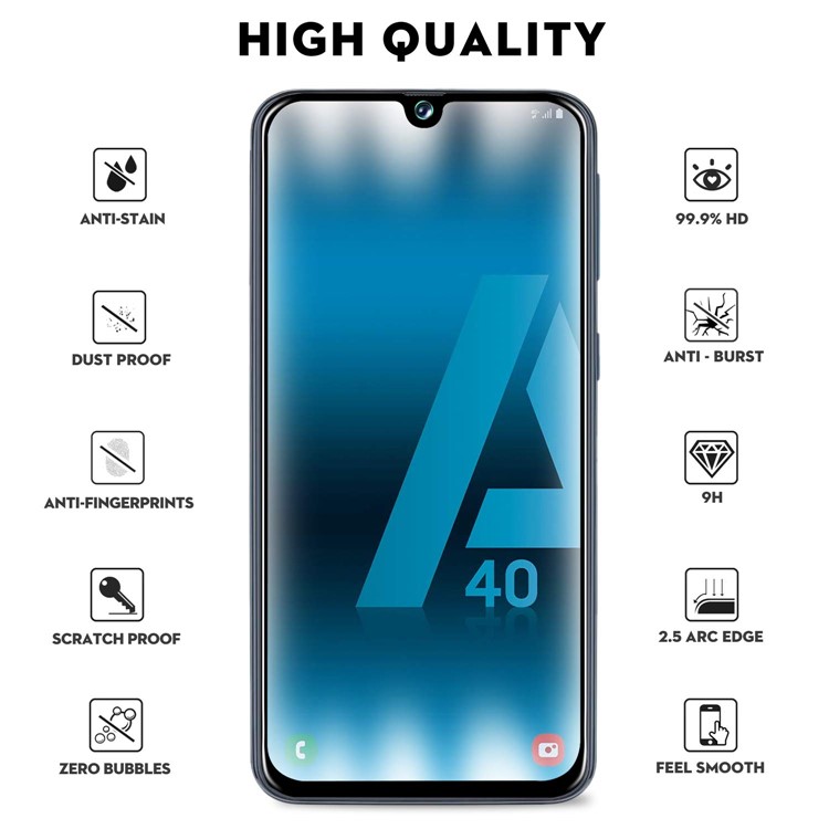 Ultra Clear 3D Tempered Glass Full Screen Protector Guard for Samsung Galaxy A40-7