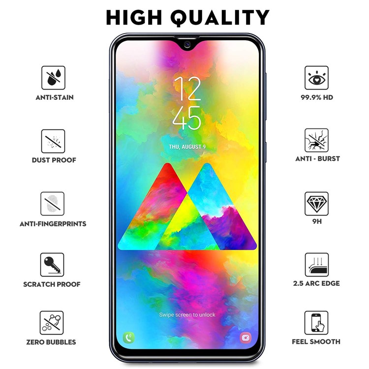 Ultra Clear 3D Tempered Glass Full Screen Protector Guard for Samsung Galaxy M20-5