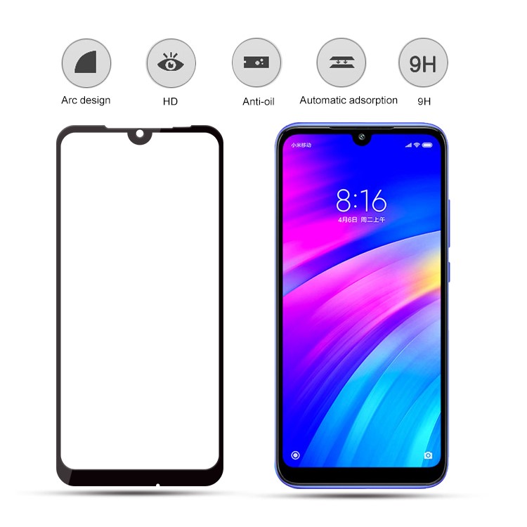 AMORUS Full Glue Silk Printing Tempered Glass Full Screen Protector Film for Xiaomi Redmi 7/Redmi Y3-2