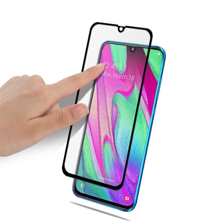 AMORUS Full Glue Silk Printing Tempered Glass Full Screen Protector for Samsung Galaxy A40-3