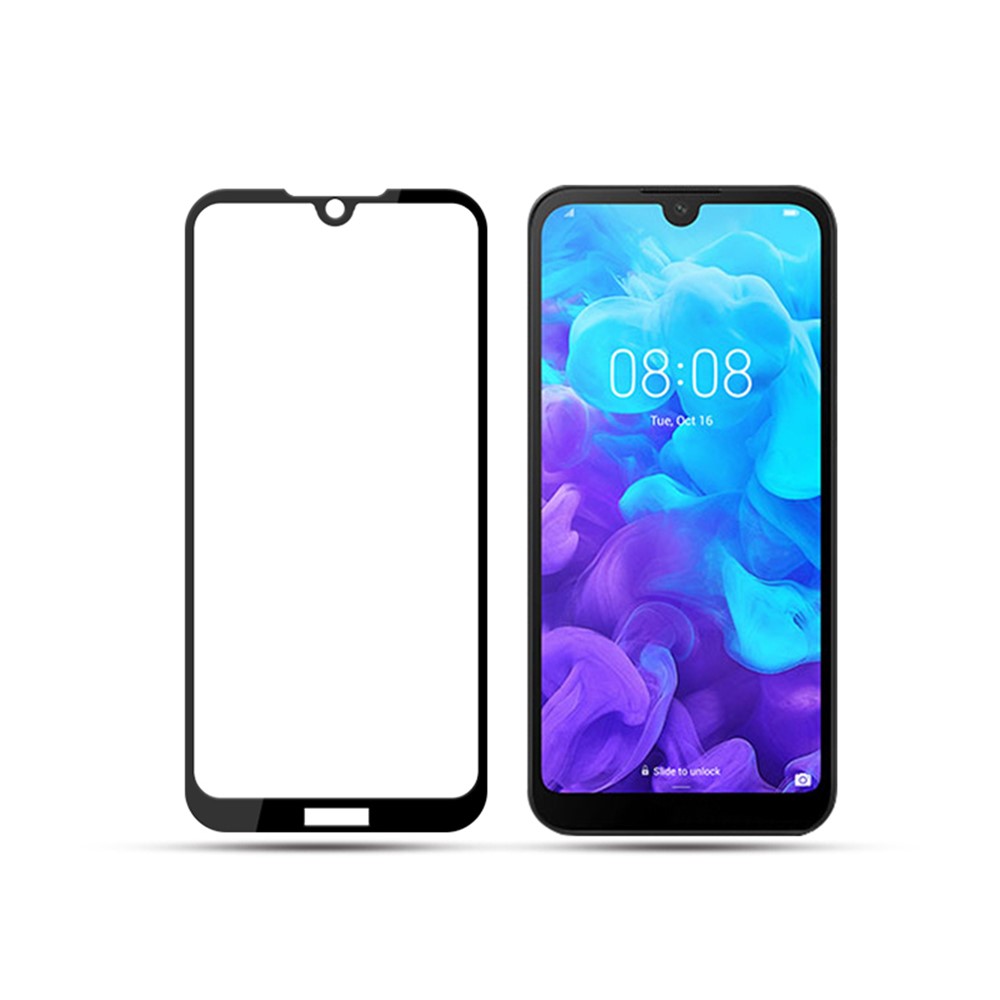 Amorus Plein Glue Impression En Soie En Verre Trempé Protecteur D'écran Complet Pour Huawei Y5 (2019) / Honorer 8s