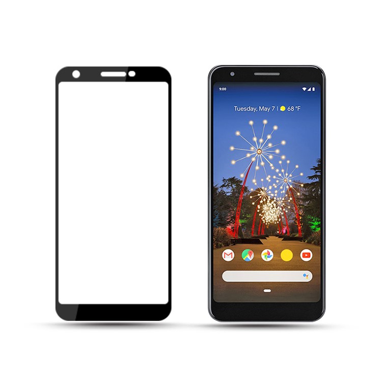AMORUS Полноразмерная Шелковая Печать Закаленное Стекло Защитная Пленка Для Google Pixel 3a XL - Черный-2