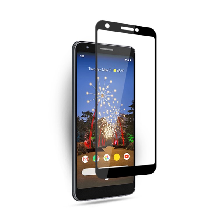 AMORUS Cobertura Total De Impressão De Seda Temperado Película Protetora Tela De Cola Completa De Vidro Para O Google Pixel 3a - Preto-3