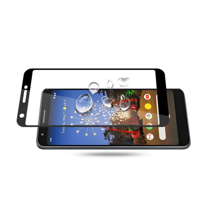 AMORUS Cobertura Total De Impressão De Seda Temperado Película Protetora Tela De Cola Completa De Vidro Para O Google Pixel 3a - Preto-4