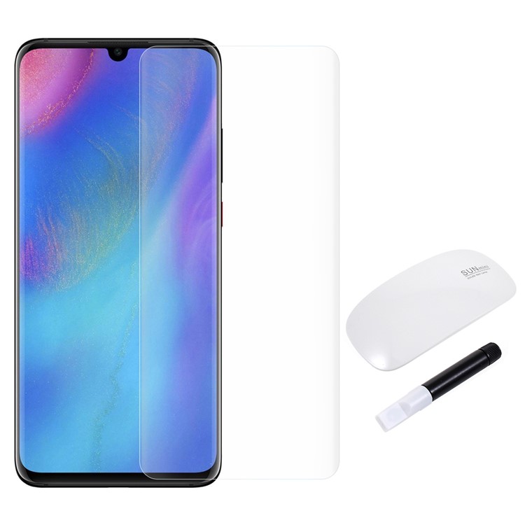 RURIHAI Ultra Clear 3D Full Glue UV Liquid Tempered Glass Screen Film + UV Lamp for Huawei P30 Pro - Transparent-1