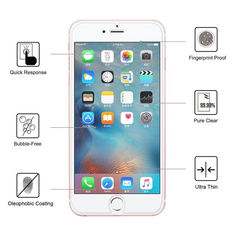 0.1mm Ultra-thin Anti-explosion 9H Arc Edge Tempered Glass Screen Protector for iPhone 6s / 6-6