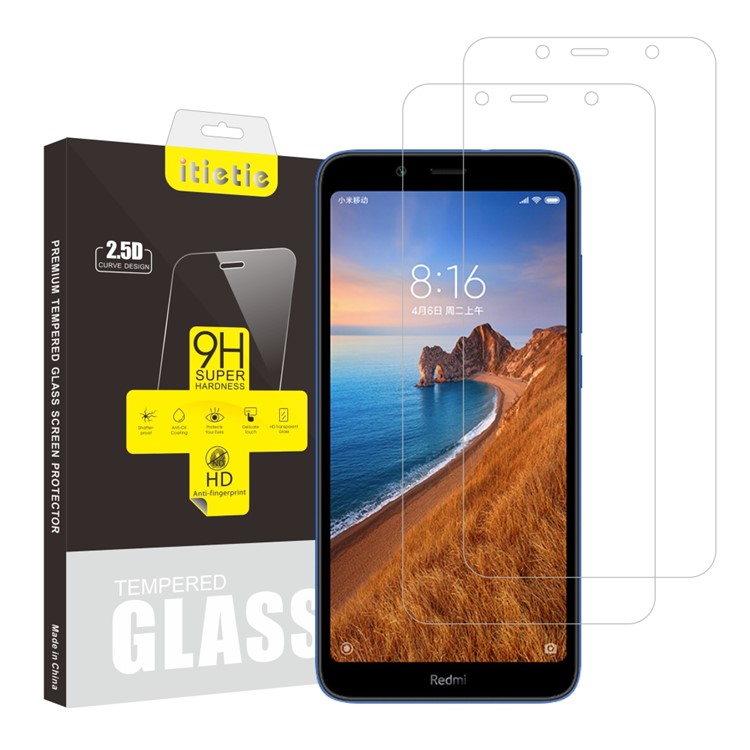 ITIETIE 2Pcs/Set 2.5D 9H Tempered Glass Phone Screen Protectors for Xiaomi Redmi 7A-1