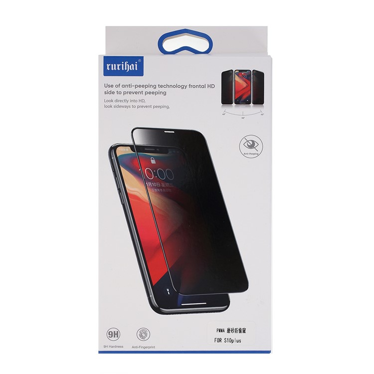 RURIHAI AG Matte 3D Curvo Cobertura Completa Privacidade Anti-spy Protetora + Protetor De Tela Empurrando Placa Para Samsung Galaxy S10 Plus-6