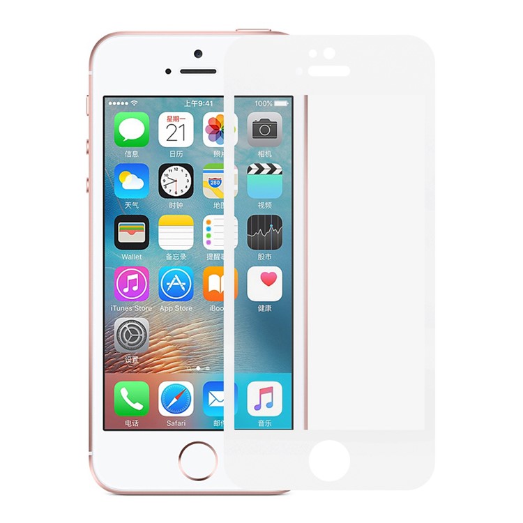 0.3mm silk print tempered glass screen protector for iphone se/5s/5 - white