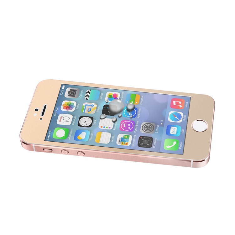 Silk Print Tempered Glass Screen Protection Film 0.3mm for iPhone SE/5s/5 - Gold-4