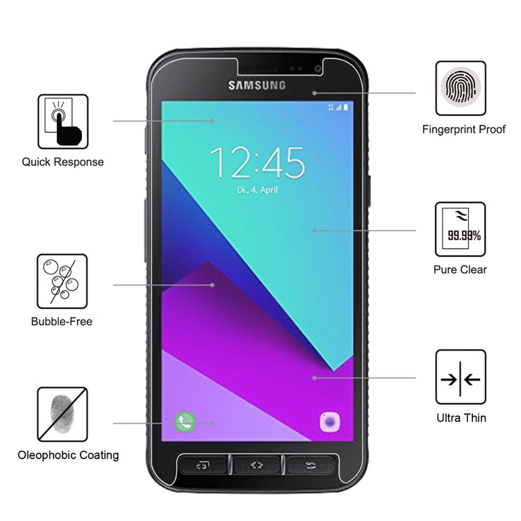 0.25mm Arc Edge Anti-explosion 9H Tempered Glass Shield for Samsung Galaxy Xcover 4s-6