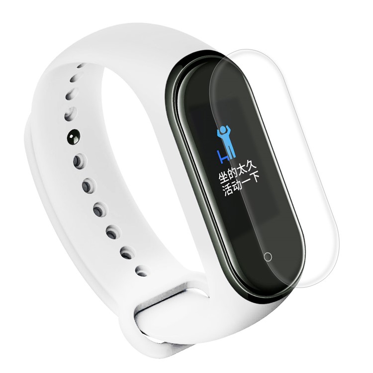 For Xiaomi Mi Smart Band 4 / Mi Band 3 Adjustable Soft Silicone Watch Band Strap + Full Covering Soft TPU Screen Film - White-4