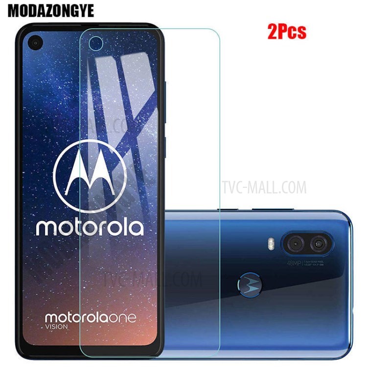 2Pcs/Set 0.25mm 9H Tempered Glass Screen Protective Cover (Arc Edge) for Motorola One Vision/P40-1