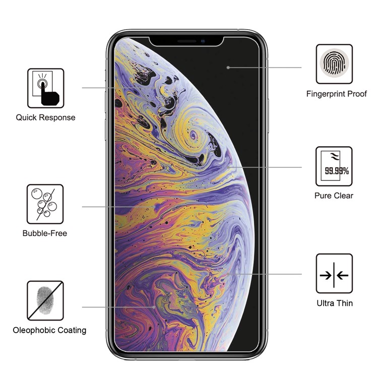 For Apple iPhone (2019) 5.8-inch Tempered Glass Screen Protector Guard 0.25mm Full Coverage (Arc Edge)-6