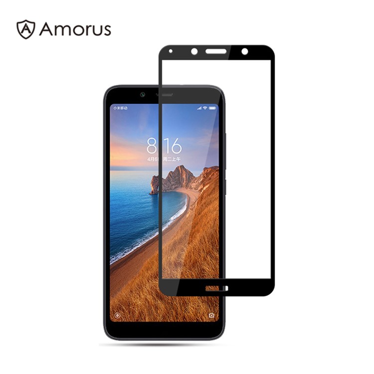AMORUS Impressão De Seda Full Cola Protetor De Tela De Vidro Temperado Para Xiaomi Redmi 7A-1