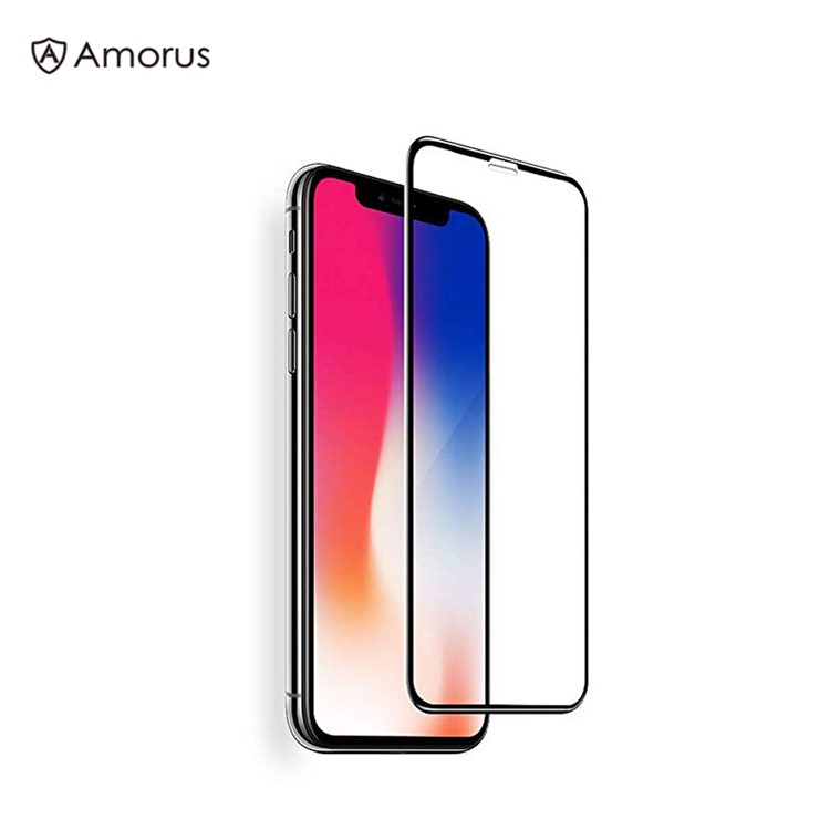 AMORUS Para Iphone XS Max 6,5 Polegadas HD Tela De Vidro Temperado Filme Tela Cheia 0.3mm Arco Borda-1
