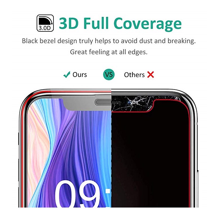 AMORUS Para Iphone XS Max 6,5 Polegadas HD Tela De Vidro Temperado Filme Tela Cheia 0.3mm Arco Borda-5