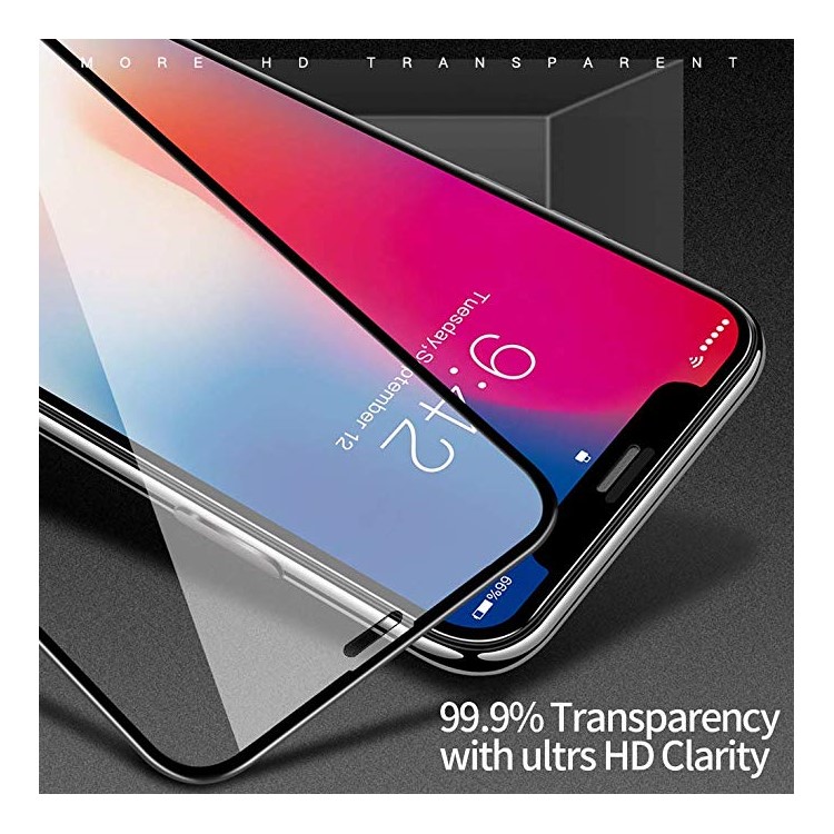 AMORUS Para Iphone XS Max 6,5 Polegadas HD Tela De Vidro Temperado Filme Tela Cheia 0.3mm Arco Borda-7