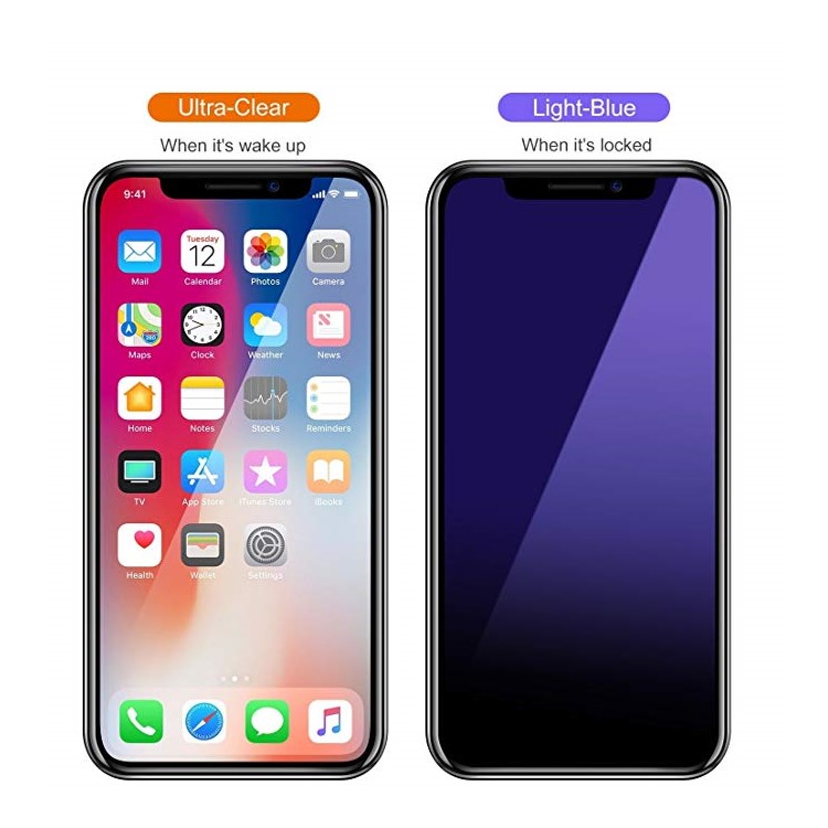 AMORUS For iPhone XS / X Anti-Blue-Light Tempered Glass Screen Protector Full Screen 0.3mm Arc Edge - Black-5