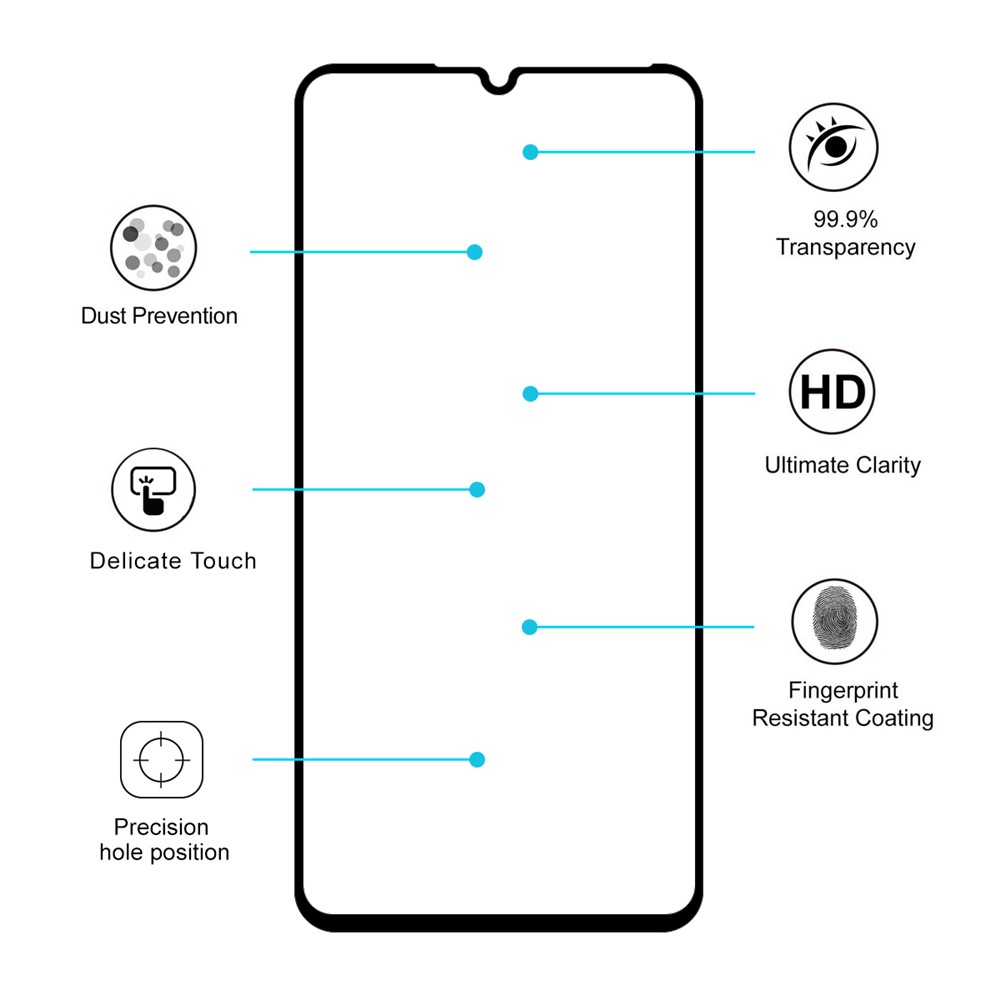 HAT PRINCE 0.26mm 9H 2.5D Arc Edge Tempered Glass Screen Film for Xiaomi Mi CC9 / CC9 Meitu Edition-4