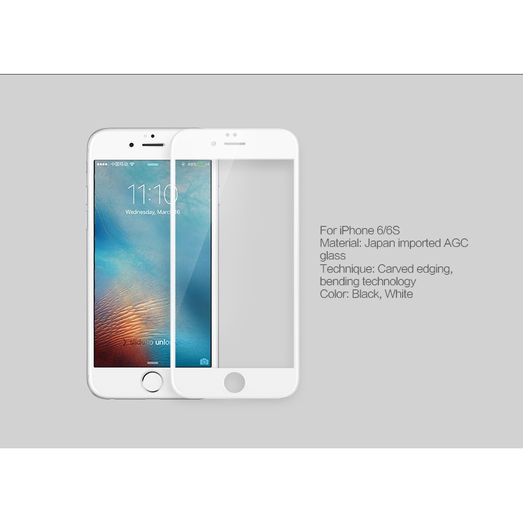 NILLKIN 3D CP+ MAX para iPhone 6s 6 Cobertura completa Curved Anti-filme de explosão Tempered Glass - branco-10