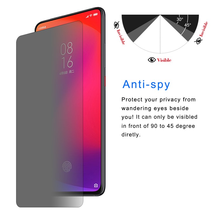 HAT PRINCE for Xiaomi Redmi K20 / Mi 9T / K20 Pro / Mi 9T Pro 2.5D 0.26mm 9H Anti-Peep Tempered Glass Front Screen Film-3