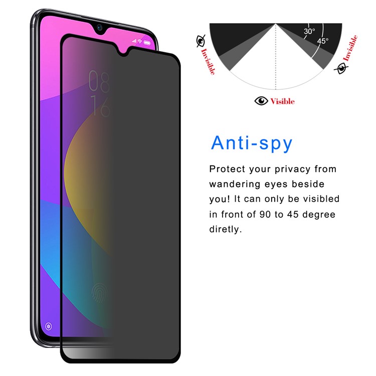 HAT PRINCE 0.26mm 9H 2.5D Privacy Protection Full Screen Tempered Glass Film for Xiaomi Mi 9 Lite/ Mi CC9/ Mi CC9 Meitu Edition-3