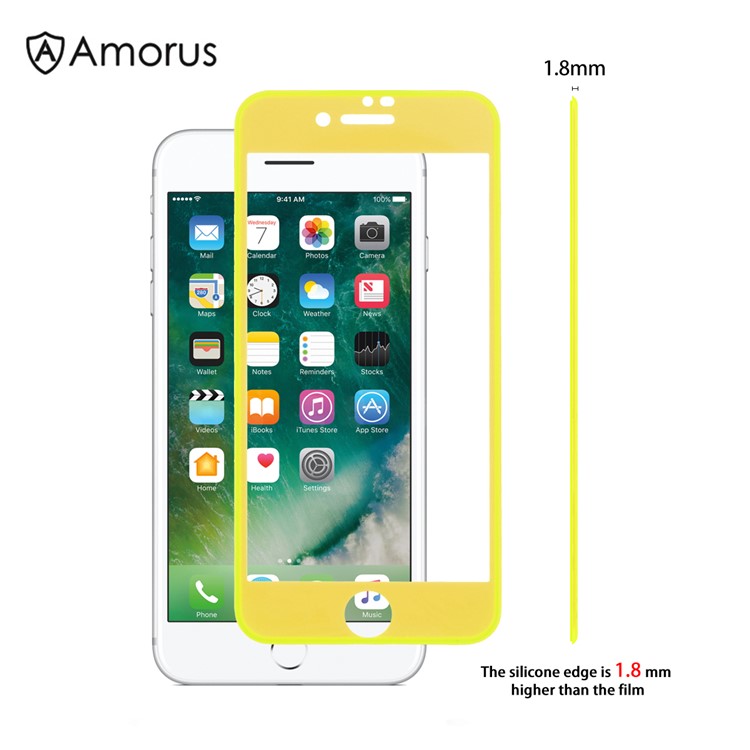 

AMORUS Для Iphone 7 Plus / 8 Plus Мягкий Силиконовый Небьющиеся Края Протектор Экрана Из Закаленного Стекла - Желтый, iPhone 8 Plus 5.5 inch