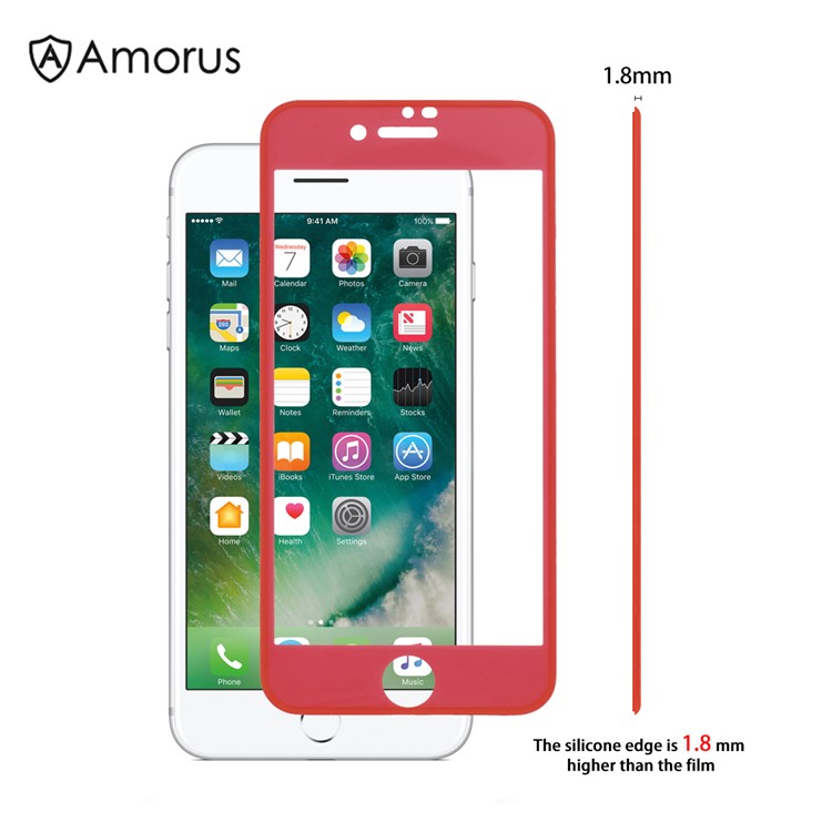 

AMORUS Для Iphone 7 Plus / 8 Plus Мягкий Силиконовый Небьющиеся Края Протектор Экрана Из Закаленного Стекла - Красный, iPhone 8 Plus 5.5 inch