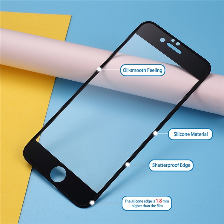 AMORUS Pour Iphone 6 / 6s 4,7 Pouces Silicone Souple Bords Incassables Protecteur D'écran En Verre Trempé - Noir-2