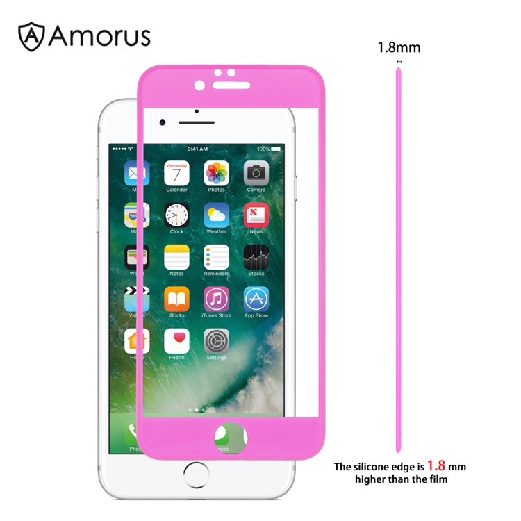 

AMORUS 3D Полностью Закаленное Стекло Защитная Пленка Силиконовая Небьющаяся Кромка Для Iphone 7/8 4,7 Дюйма - Роза, iPhone 7 4.7 inch