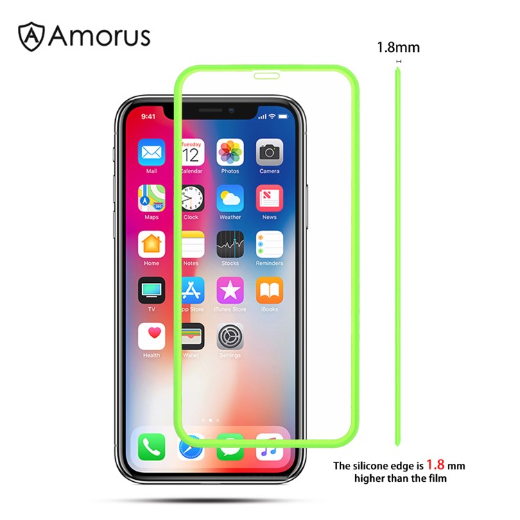 

AMORUS Небьющиеся Края 3D Полностью Закаленное Стекло Защитная Пленка Для Apple Iphone XS Макс 6,5 Дюйма - Зеленый, iPhone XS Max 6.5 inch