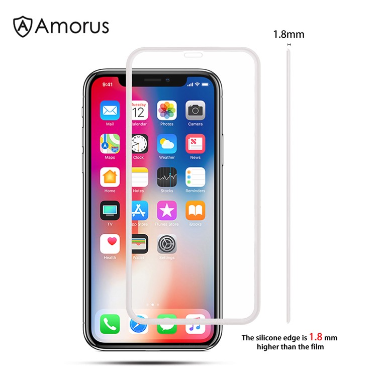 

AMORUS Небьющиеся Края 3D Полностью Закаленное Стекло Защитная Пленка Для Apple Iphone XS Макс 6,5 Дюйма - Белый, iPhone XS Max 6.5 inch