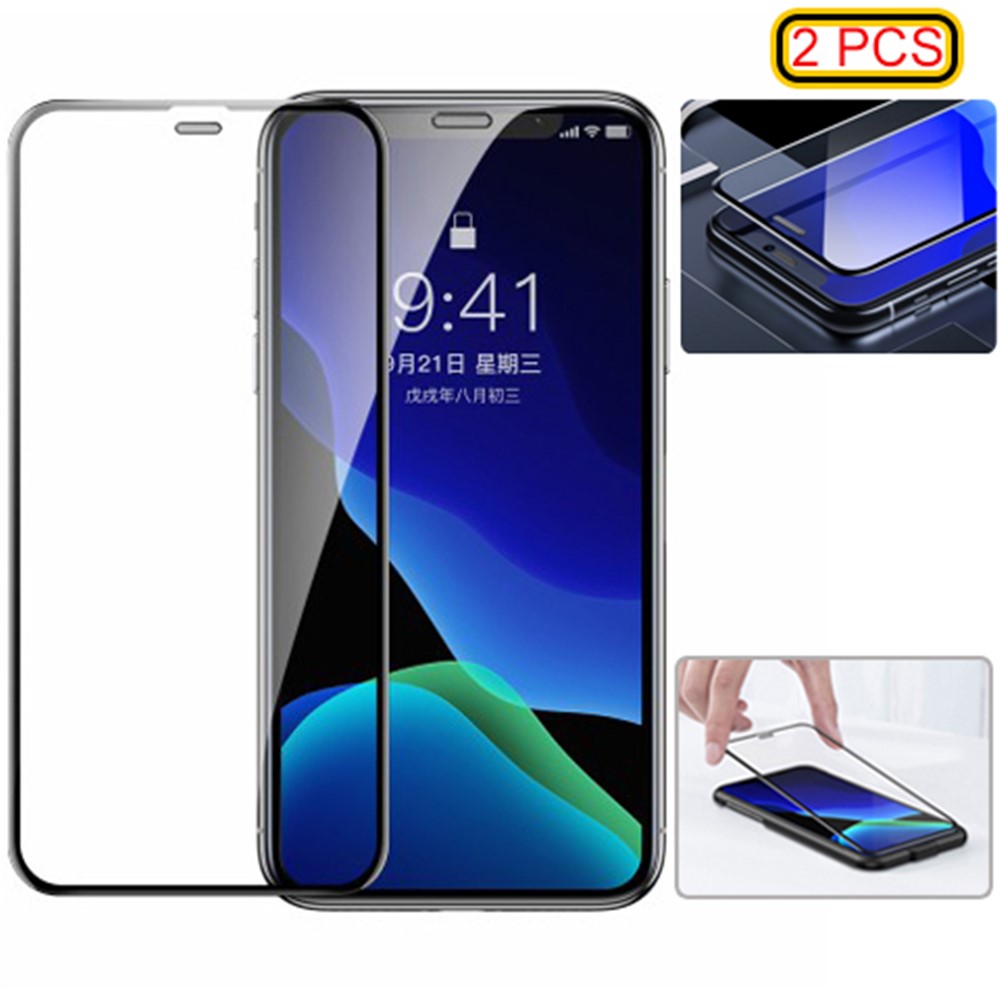 BASEUS for iPhone (2019) 5.8-inch 2 PCS 0.3mm Ultra Thin Anti-dirt Curved Tempered Glass Film+Installation Tool-1