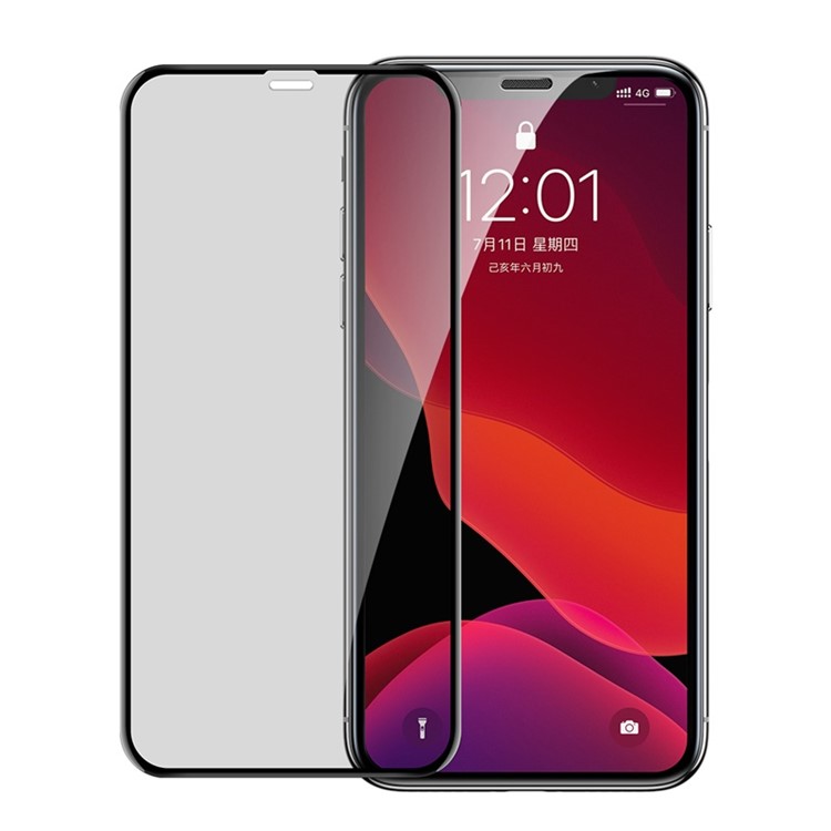 BASEUS 2Pcs 0.23mm Shatterproof Anti-peep Curved Tempered Glass Screen Protector for iPhone (2019) 6.5-inch-1