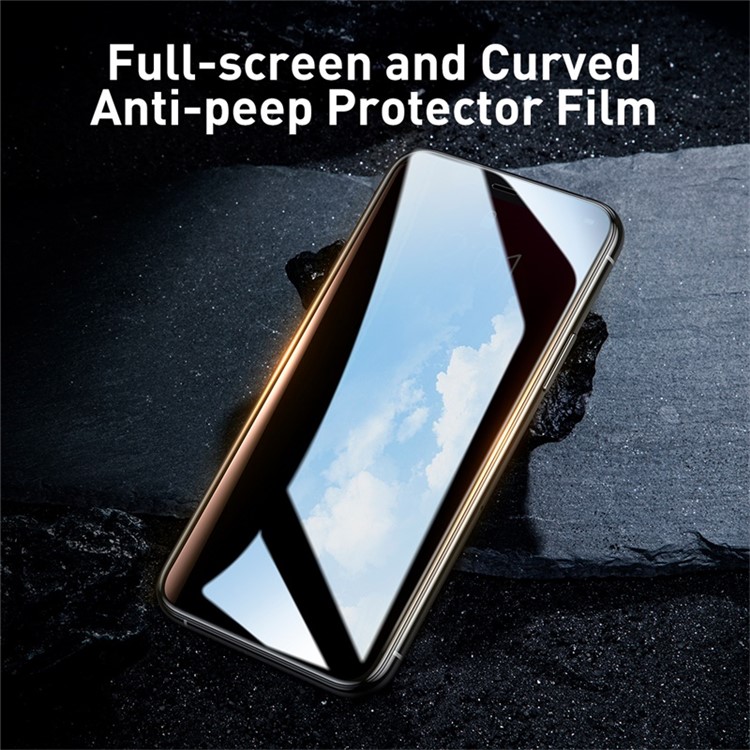 BASEUS for iPhone (2019) 5.8-inch 2Pcs 0.23mm Shatterproof Anti-peep Curved Full-glass Tempered Glass Screen Film-2