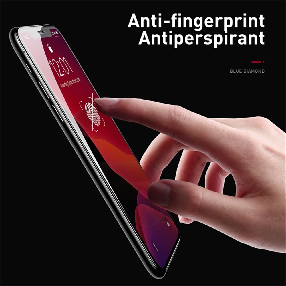 Basis Für Iphone 11 Pro Max 6,5 Zoll / xs Max 2pcs/pack Gekrümmtes Bildschirm Mit Temperamentvollem Glas + Pet-kantenbildschirm Mit Installationsfach - Schwarz