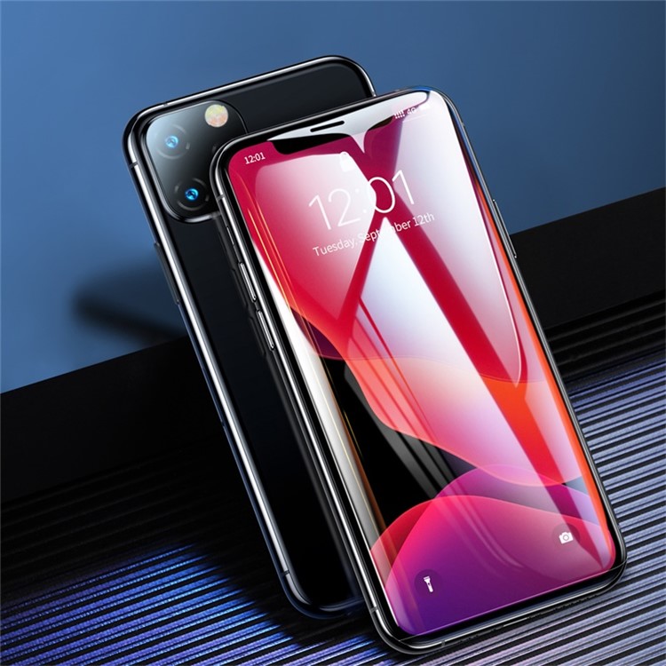 Basis Für IPhone 11 6,1 Zoll (2019) / XR 6,1 Zoll (2018) Gebogenes Bildschirm Temperiertes Glas-Displayschutz-Haustierkanten-Bildschirmfilme Mit Installationstool 2pcs / Set - Schwarz