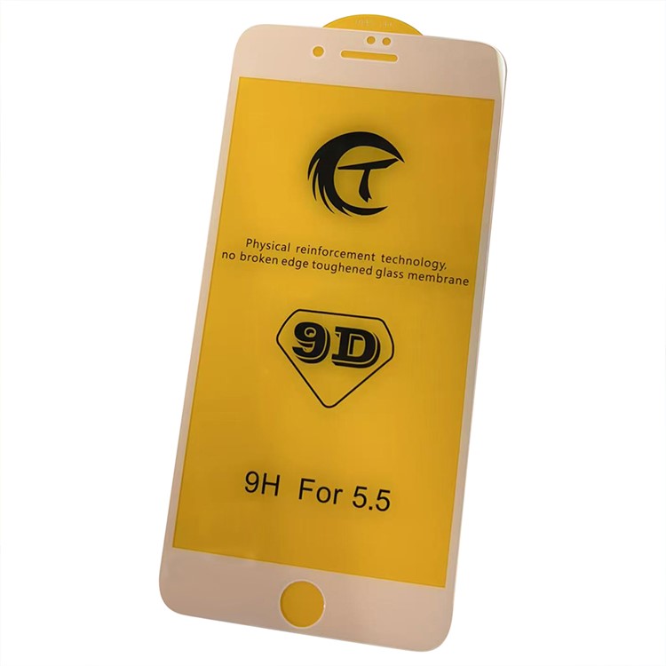 Película De Pantalla De Vidrio Templado Completo De Impresión De Seda 9H Para Iphone 8 Plus / 7 Plus 5.5 Pulgadas - Blanco-2