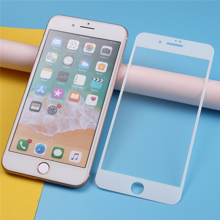 Película De Pantalla De Vidrio Templado Completo De Impresión De Seda 9H Para Iphone 8 Plus / 7 Plus 5.5 Pulgadas - Blanco-7