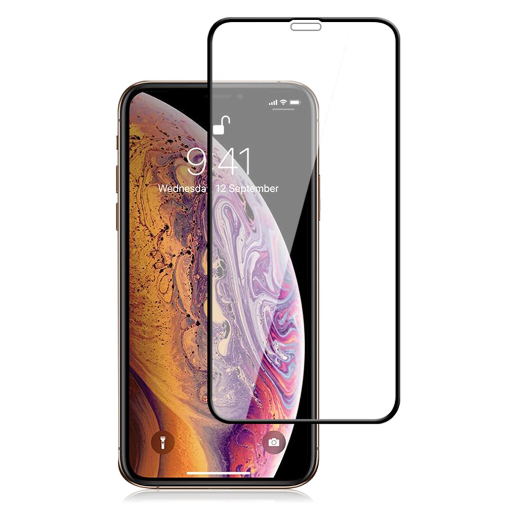 AMORUS Full Coverage Silk Printing Tempered Glass Screen Film for Apple iPhone 11 6.1 inch/XR-1