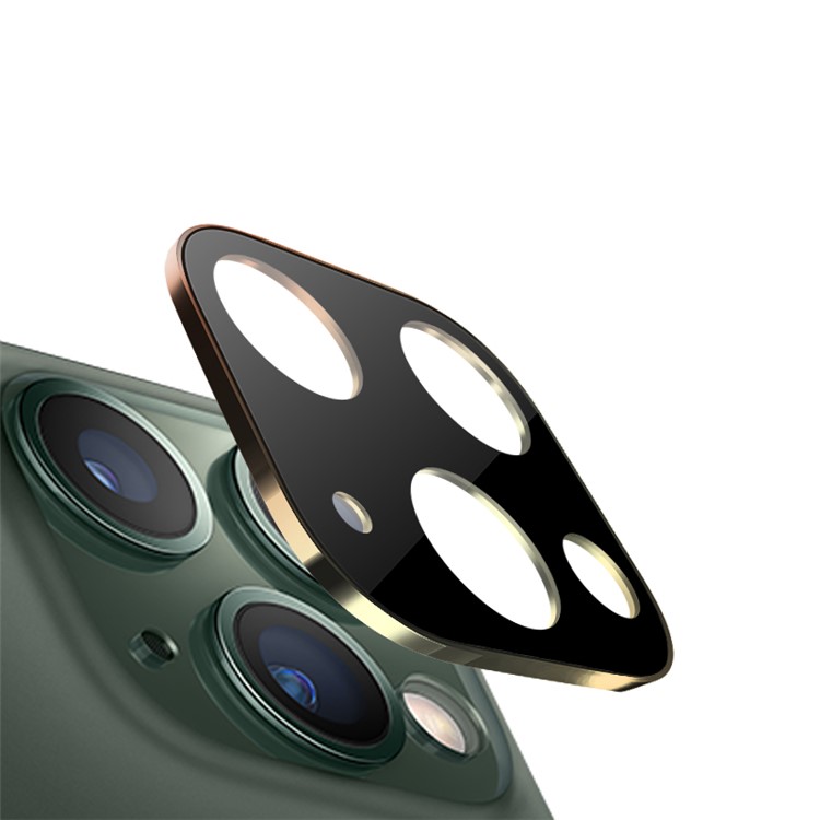 Metal + Tempered Glass Camera Lens Ring Protector for iPhone 11 Pro Max 6.5" / 11 Pro 5.8" (2019) - Gold-1