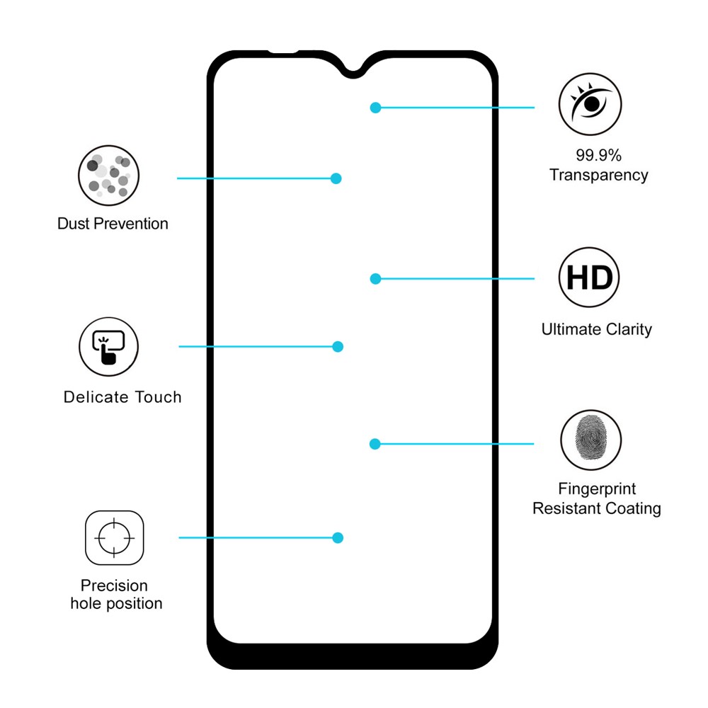 CHAPÉU PRINCE Completo Cola Tamanho Completo 0,26 Milímetros 9H 2.5D Borda Arco Protector De Tela De Vidro Temperado Para Xiaomi Redmi 8A-4
