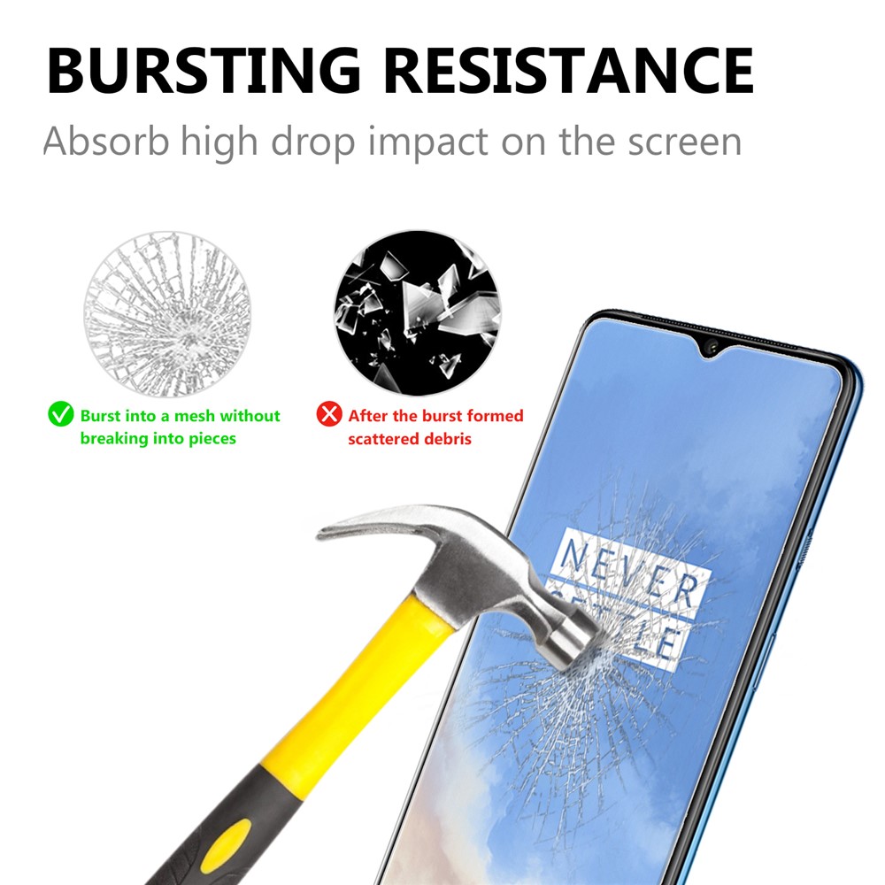 Para OnePlus 7T 2.5D Borda Arco 9H Filme Difusor Em Vidro Temperado-2