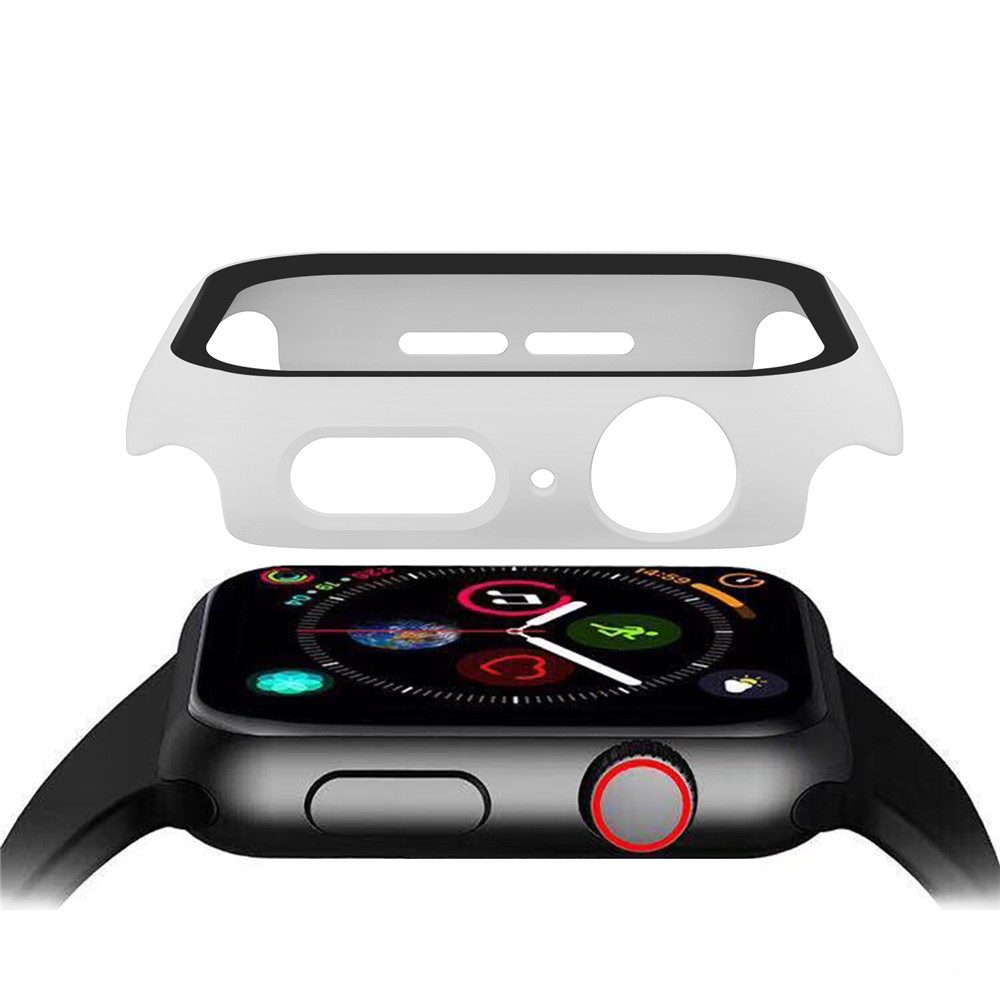 Hut Prince Für Apple Watch Serie 5 / 4 40 -mm -pc -rahmen + Temperierte Glasschutzgehäuse - Weiß