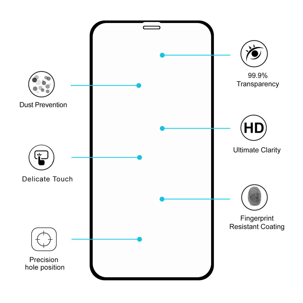 Hat Prince Per Iphone 11 Pro Max/xs Max 0,26 mm 9H 2,5d Film a Schermo Completo Curvo + 0,2 mm 9H 2.15D Film Lente - Nero