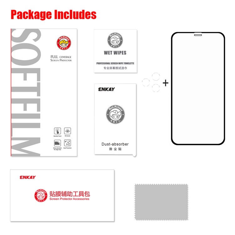HAT PRINCE for iPhone 11 Pro/X//XS 0.26mm 9H 2.5D Curved Full Screen Film + 0.2mm 9H 2.15D Lens Film - Black-9