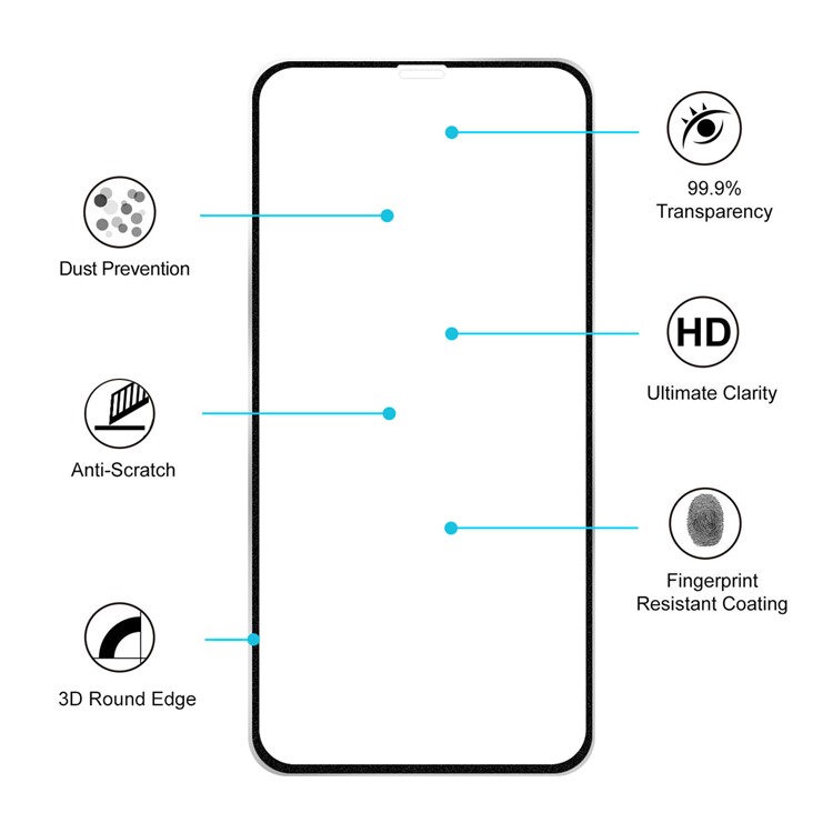 HAT PRINCE for iPhone 11 Pro Max/XS Max 0.2mm 9H 3D Curved Full Screen Film + 0.2mm 9H 2.15D Lens Film - Black-5